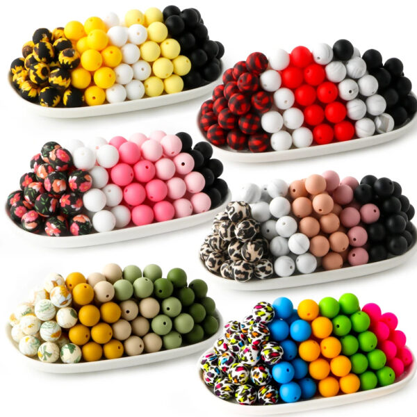 Wholesale 10PCS Water Transfer Silicone Colorful Leopard Beads