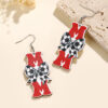 Wholesale Mother's Day Wooden Earrings Sports Baseball Shiny Earrings Bow Jewelry