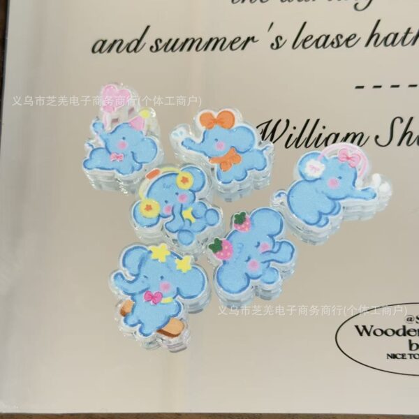 Wholesale Acrylic cartoon blush elephant relief beaded DIY bag charm, pen charm, phone charm, hair accessory charm