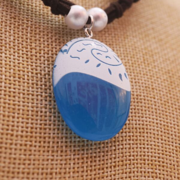 Wholesale Ocean Geometric Hollow Knot Blue Pendant Necklace