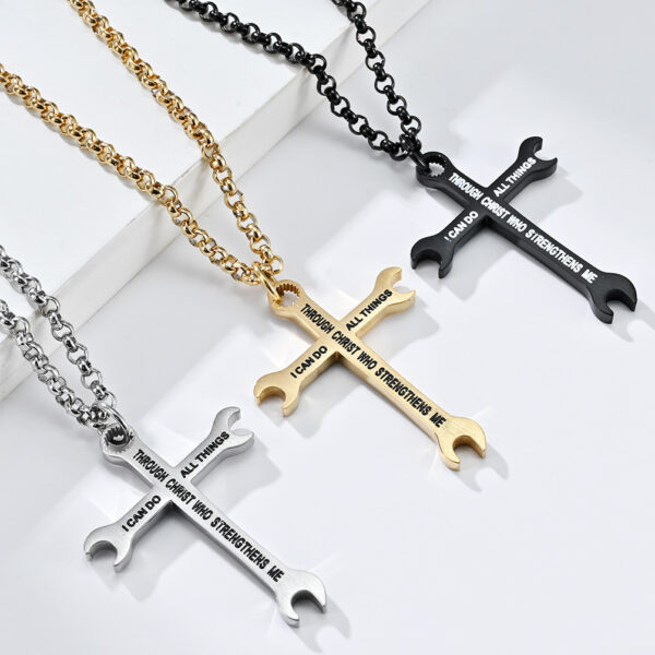 O1CN01SPccuM1xvng9BHGdB_2208907706506-0-cib Wholesale Titanium steel smooth wrench cross pendant necklace