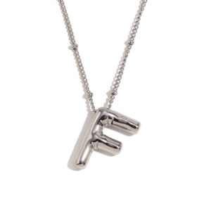 Party Balloon Letter Pendant Necklace-steel color-F