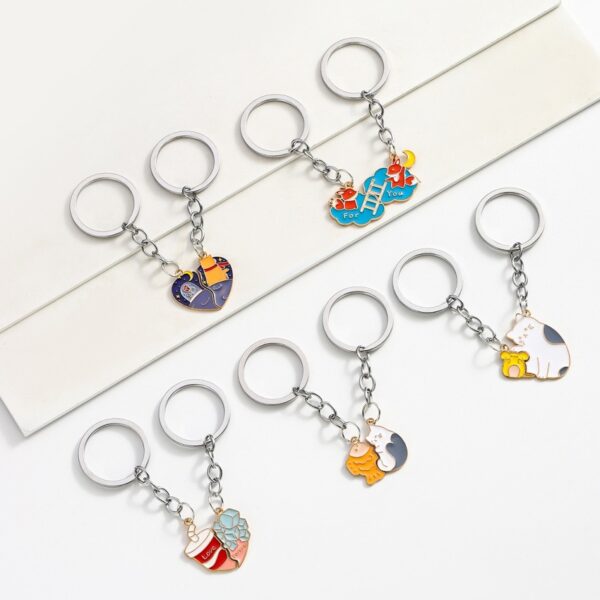Wholesale Good Friend Rose Love Alloy Couple Keychain