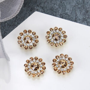 Crystal yellow / 14mm three-layer sunflower (glass diamond)