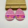Wholesale Easter Flower Basket Rabbit Printed Easter E Wooden Earrings