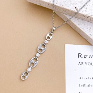 Xl5395 oval geometric necklace silver