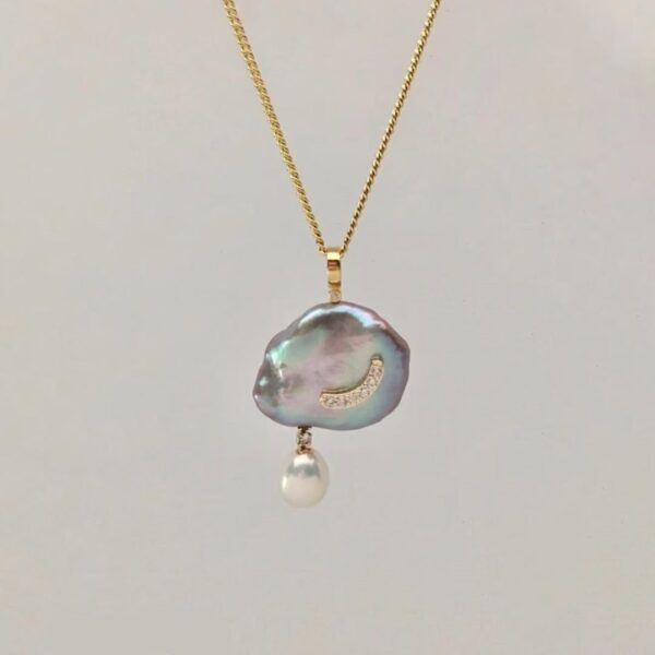 Wholesale Dopamine cloud pearl moon star studded diamond necklace