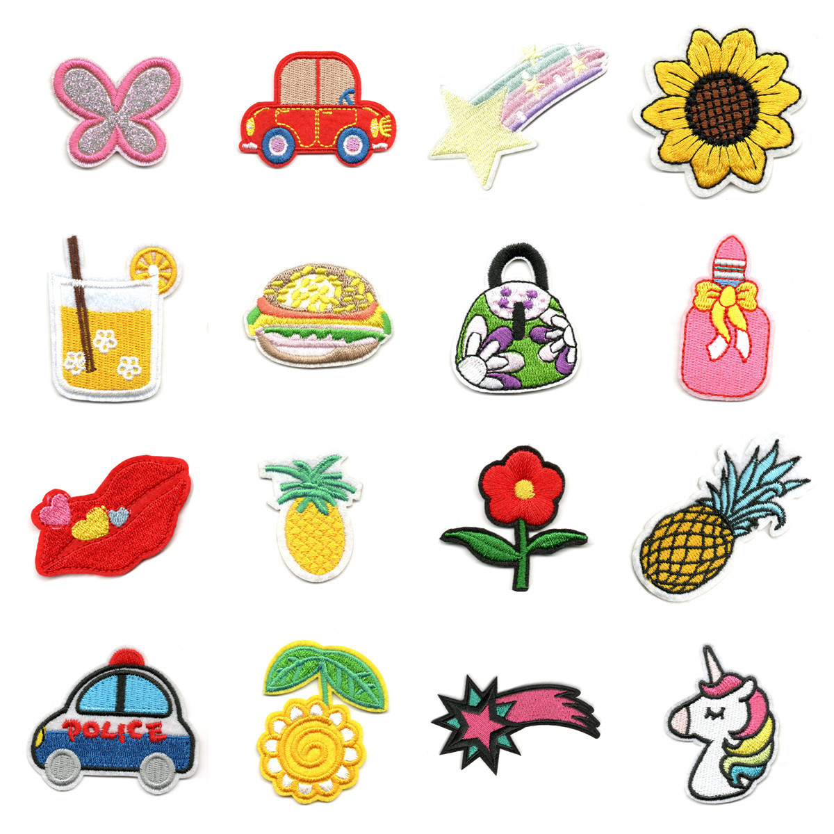 Wholesale Cartoon flower ft smiley face animal embroidery DIY Patches