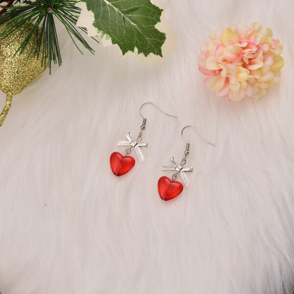 Wholesale Bow Peach Red Heart Earrings