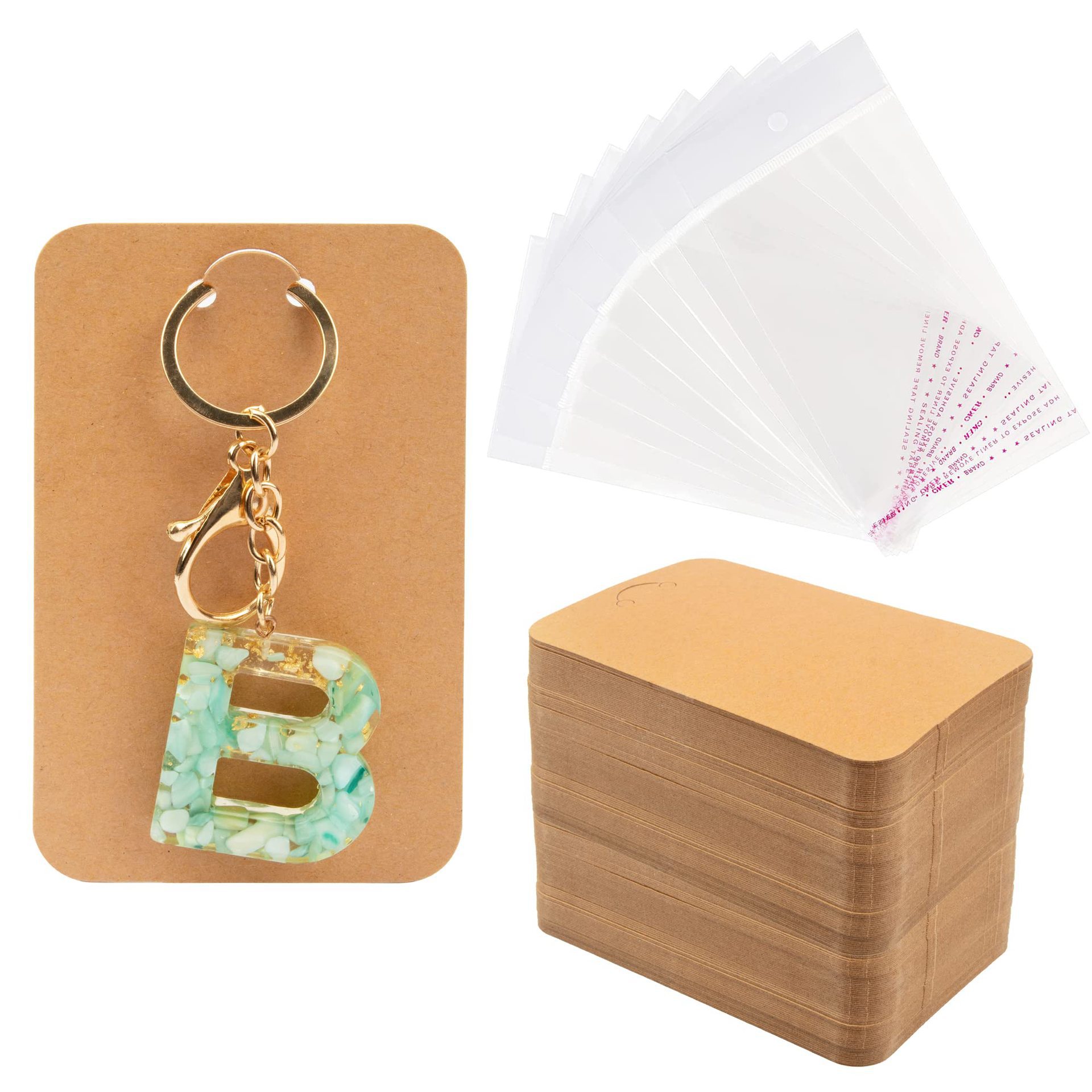 Wholesale Colored letter kraft paper card metal keychain