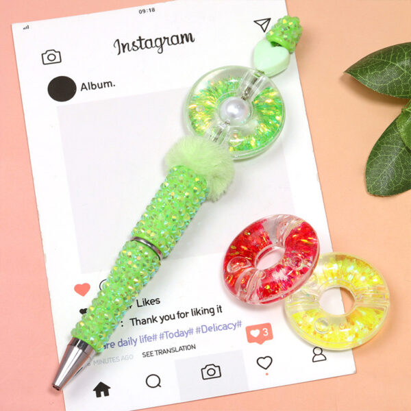 Wholesale 5pcs Creative Acrylic Flowing Sand Donut Beads