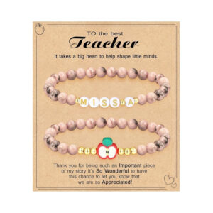 Set of two 6mm pink zebra apple a-z