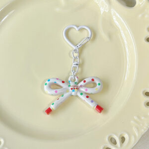 Double-sided printed bow pendant-white