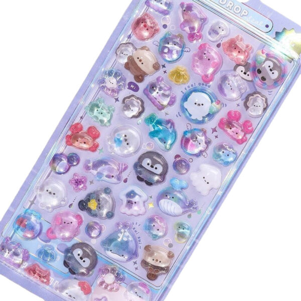 Wholesale Cartoon Stereo Floating Fun Stickers Crystal Diamond Kidsren's Decorative Stickers 3D Stickers Cute Embossed Stickers for Girls