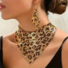 Wholesale Leopard print bright pearl triangle scarf necklace
