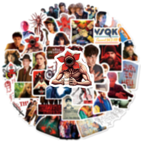 Wholesale 54pcs Red Scary Cartoon Character Flowers Waterproof Vinyl Stickers