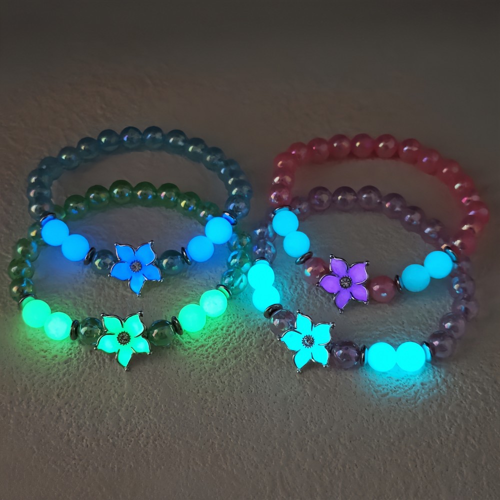 Wholesale eamy Night Light Cherry Blossom Colorful Bead Bracelet