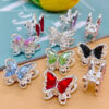 Wholesale Alloy double-sided crystal zircon butterfly beads