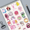 Wholesale 50pcs cartoon pink satirical graffiti watercolor proof vinyl stickers