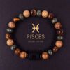 Wholesale Twelve Constellations Tiger Eye Stone Handmade Beaded Bracelet