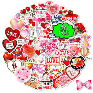 Wholesale 56pcs Pink Valentine's Day Themed Stickers
