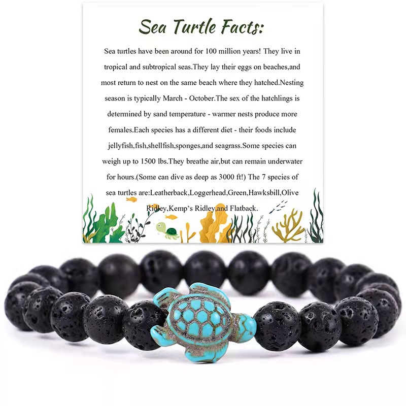 Wholesale 8mm natural stone turtle pendant elastic bracelet