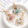 Wholesale Ocean Diamond Metal Color Crab Keychain