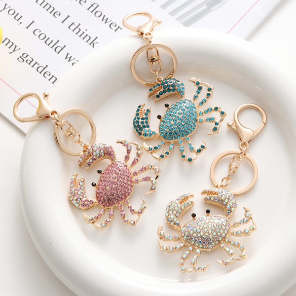 Wholesale Ocean Diamond Metal Color Crab Keychain
