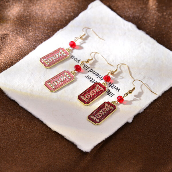 O1CN01SgrlHb2AdZ98jAFj0_2207964798226-0-cib Wholesale Romantic Letters Xoxo Pink Valentine's Day Oil Drop Pendant Earrings