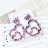 Wholesale Valentine's Day Black and Pink Hollow Heart Acrylic Earrings