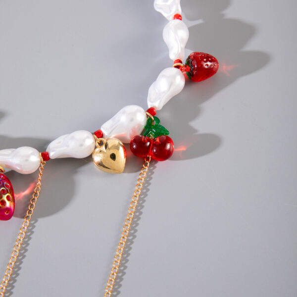 Wholesale Alien Pearl Strawberry Cherry Tassel Valentine's Day Necklace
