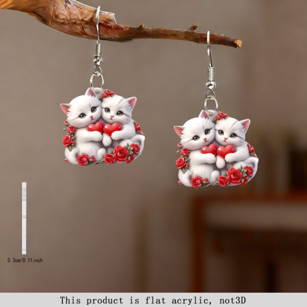 Wholesale Cute Cat Valentine's Day Acrylic Earrings