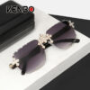 Wholesale Cross studded diamonds frameless Women Sunglasses