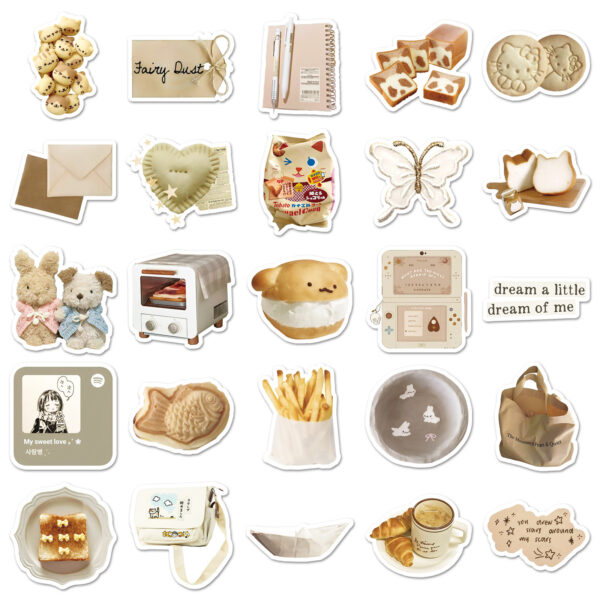 Wholesale 50 oatmeal latte ins wind graffiti stickers small fresh dessert decoration cup mobile phone notebook DIY stickers