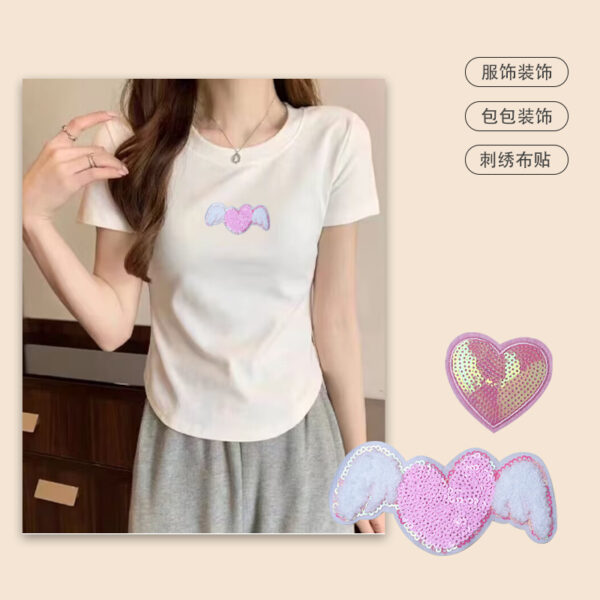 Wholesale Multi colored love sequins cartoon embroidery DIY Patches