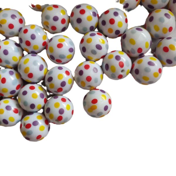 Wholesale 5pcs 20MM Acrylic Colorful Dot Printed Beads