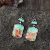 Wholesale Western style geometric printing cactus turquoise earrings