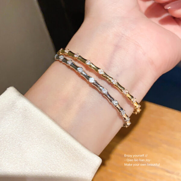 Wholesale Inlaid Zircon Bamboo Knot Opening Bracelet