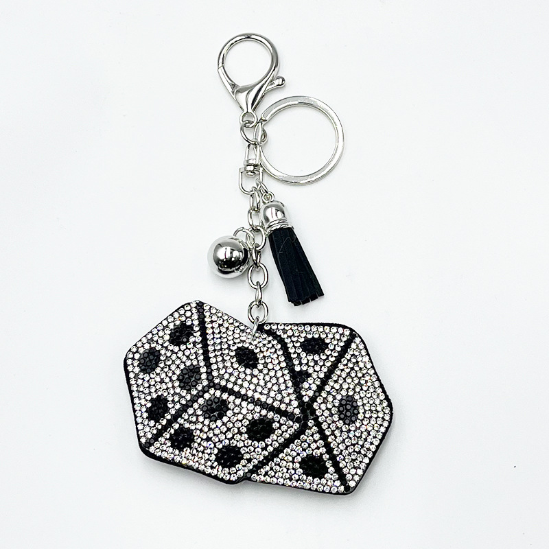 Wholesale diamond-studded dice keychain pendant bag aessory