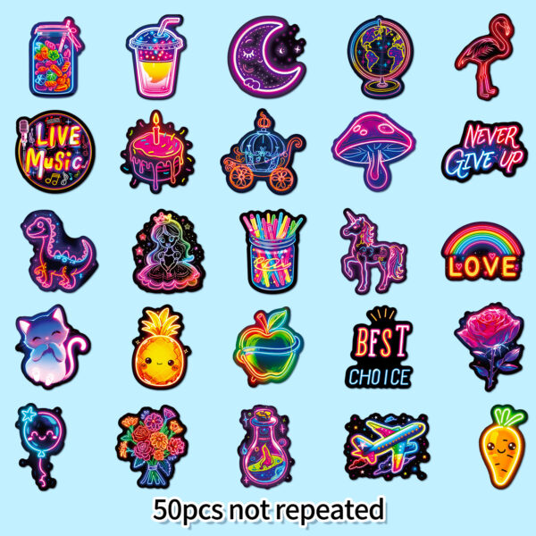 Wholesale 50 Cool Neon Pattern Cartoon Stickers