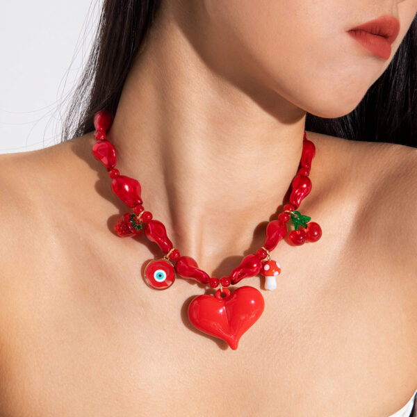 Wholesale Romantic Love Pearl Cherry Valentine's Day Necklace