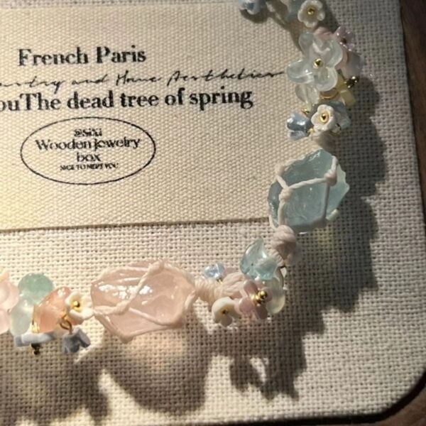 Wholesale Crystal raw stone woven pink crystal strawberry crystal bracelet