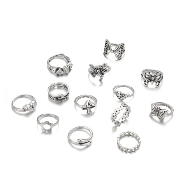 Wholesale Alloy geometric exaggerated moon heart butterfly snake hollow ring