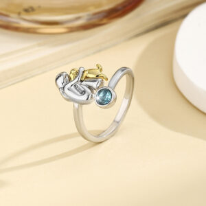 Blue diamond and gold ring