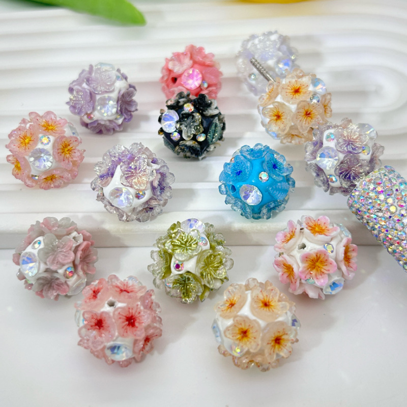 Wholesale with diamond five petal flower diamond ball beads