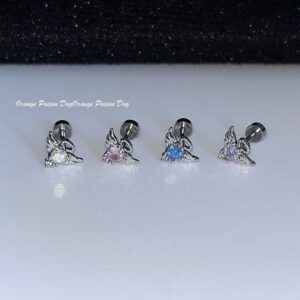 Wholesale Ultra sparkling blue zircon butterfly titanium steel earrings