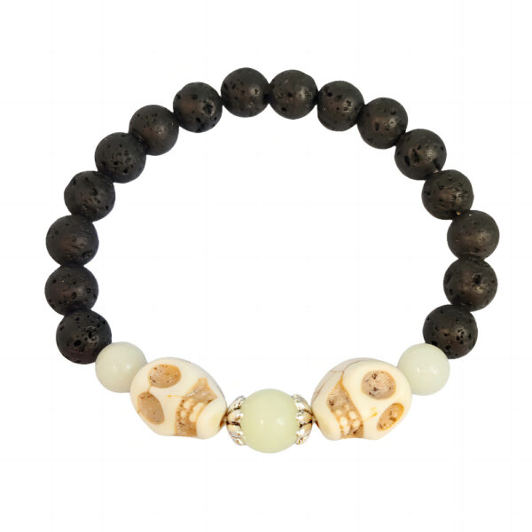 O1CN01SySYkq2IVKioDYVCQ_3919529291-0-cib Wholesale Halloween White Turquoise Skull Ghost Head Volcanic Stone Luminous Bracelet