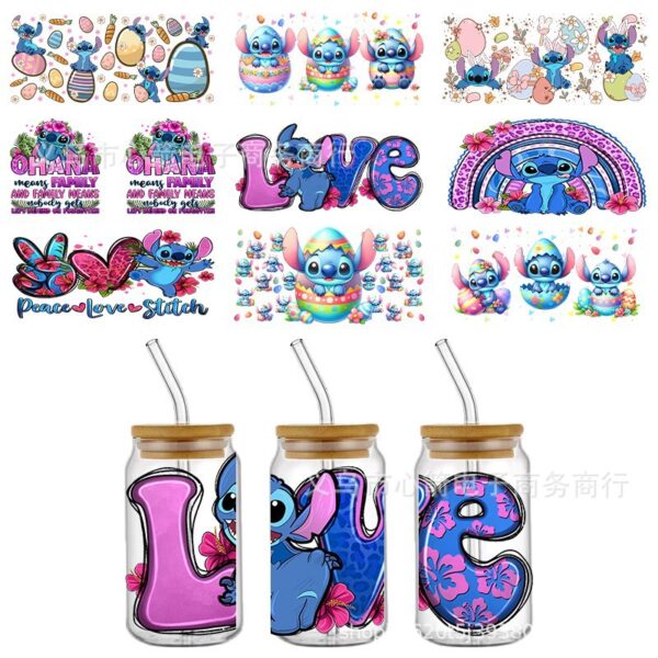 Wholesale Valentine's Day Uv Dtf Transfer Crystal Transparent 16oz Sticker Glass C Special Scratch-Resistant Wholesale