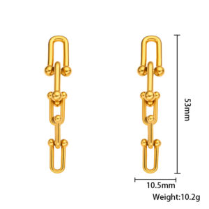 Xxb102-gold multi-link chain earrings-53*10.5mm