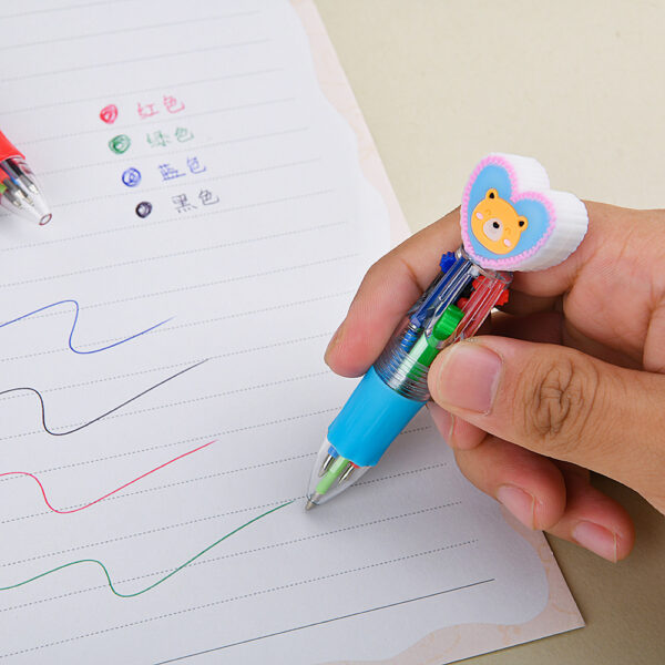 Wholesale Valentine's Day gift heart-shaped four-color cartoon colored pen